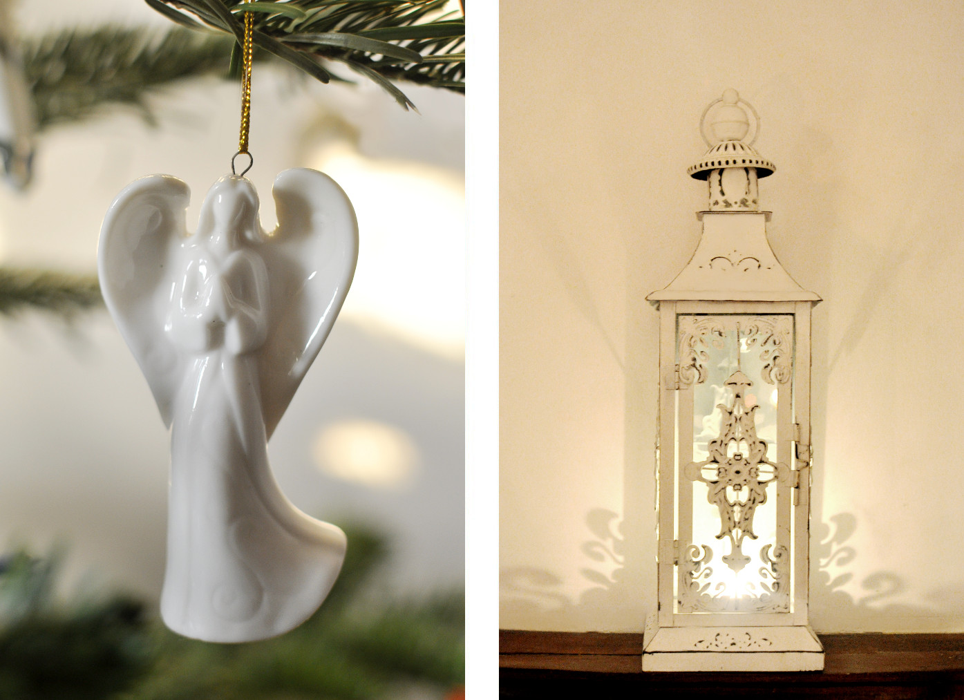 Boże Narodzenie. Dekoracja domu - anioł na choince i świecznik. bebuszka